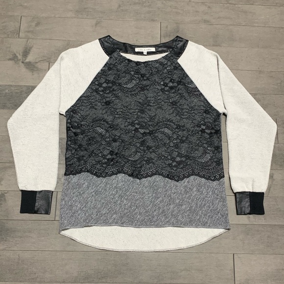 Robbi & Nikki Mixed Media Sweatshirt - Heather Grey - X-Small - Picture 3 of 6